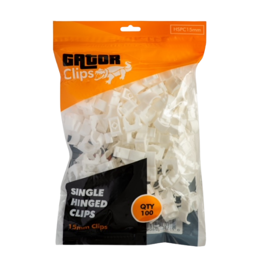 Picture of Gator Hinged Single Pipe Clip 15mm - Pack of 100