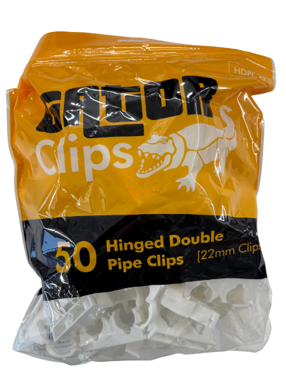 Picture of Gator Hinged Double Pipe Clip 22mm - Pack of 50
