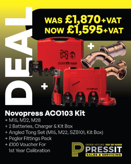 Picture of Novopress ACO103 | Profile-M | Incl. 3 Jaws, Angled Jaw Set M15, M22, Pegler Xpress Fittings Pack